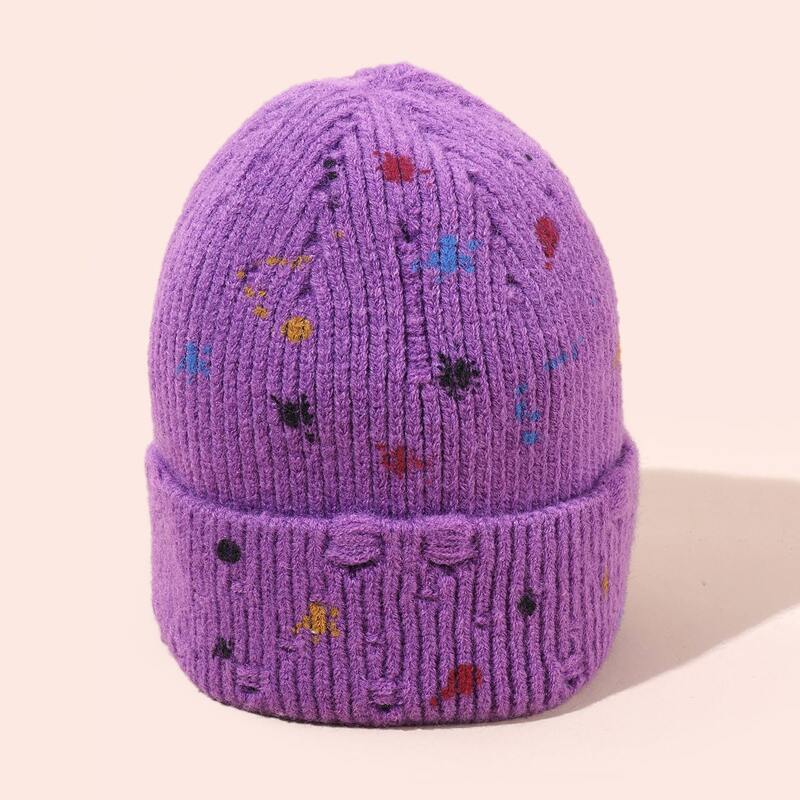 

Ink Dot Knit Hat, Purple