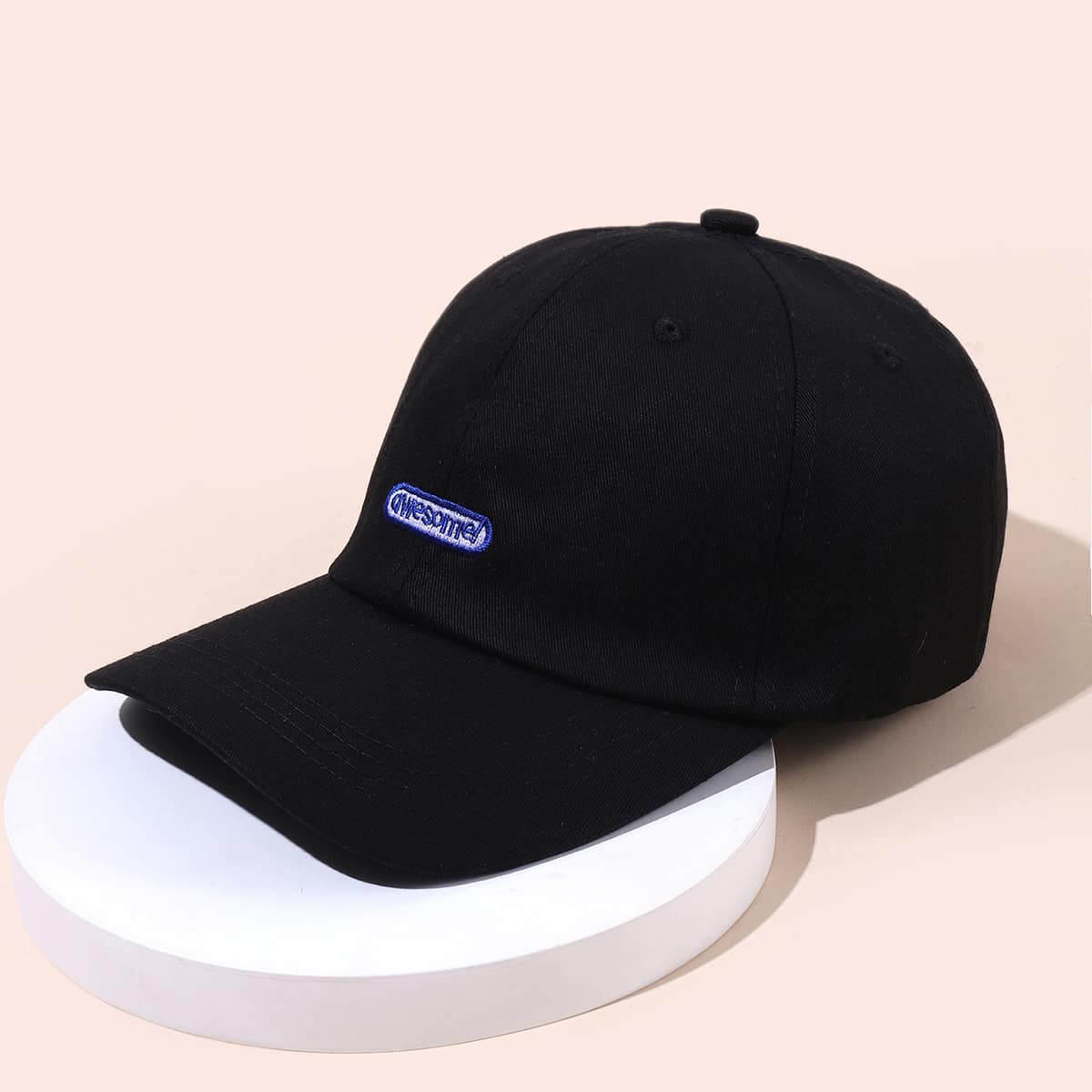 

Letter Graphic Embroidery Baseball Cap, Black