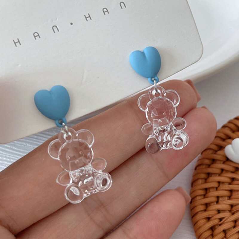 

Clear Bear Drop Earrings, Blue