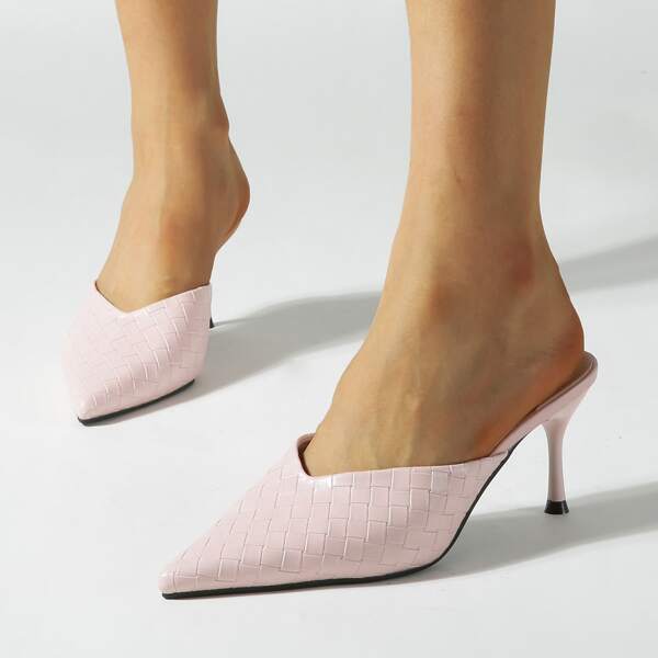 

Minimalist Braided Design Point Toe Mules, Baby pink