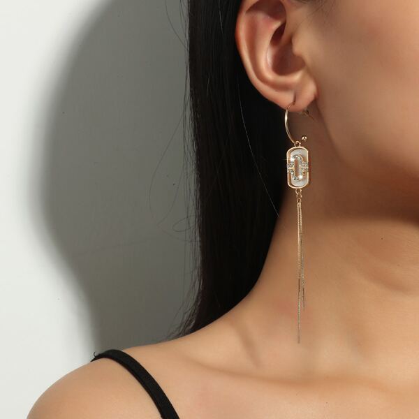 

Rhinestone Decor Drop Earrings, Gold