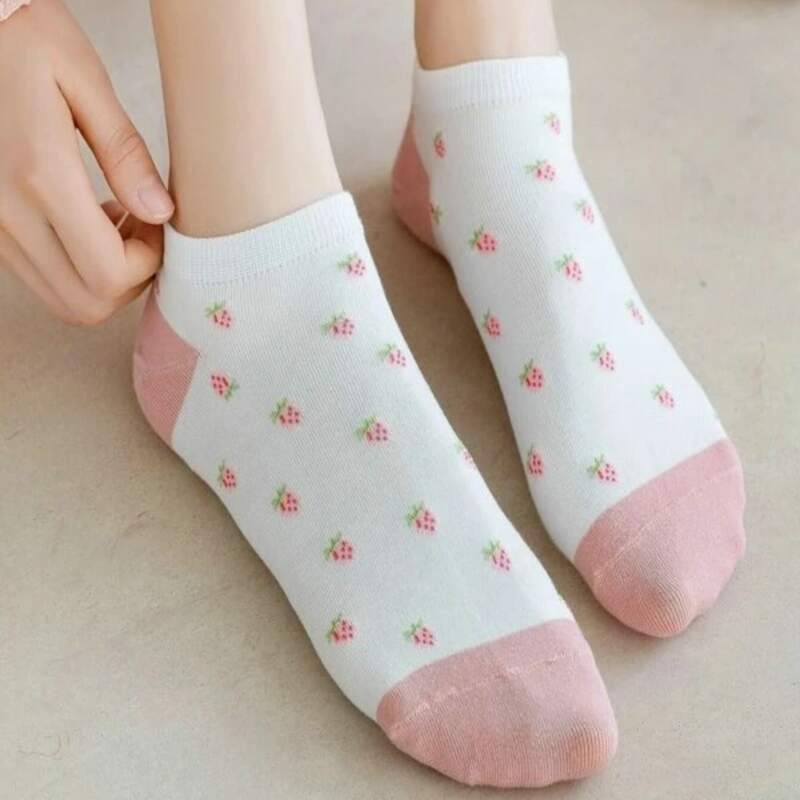 

6pairs Fruit Print Ankle Socks, Multicolor
