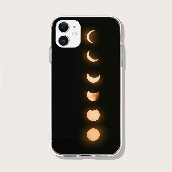 

Moon Pattern Phone Case, Black