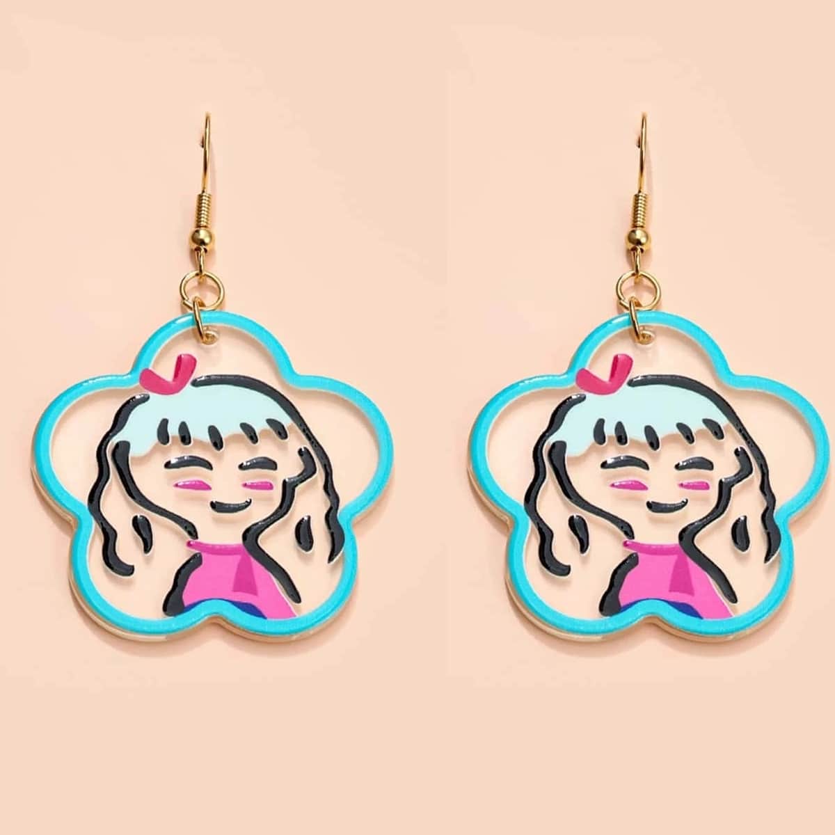 

Figure Pattern Earrings, Blue