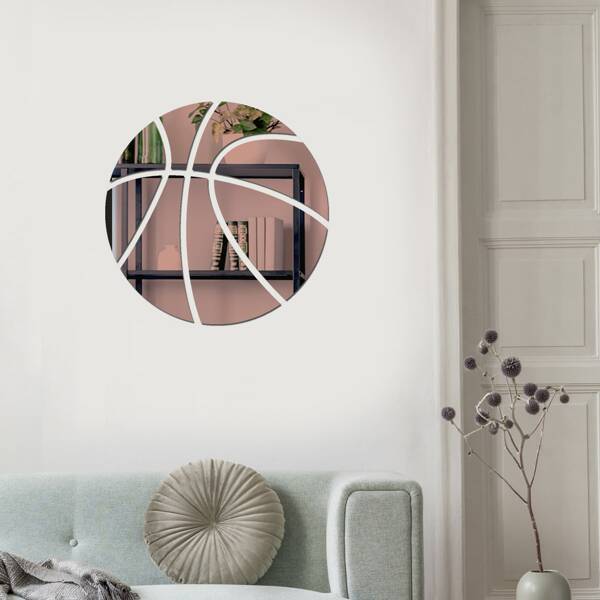 

1set Basketball Mirror Surface Wall Sticker, Rose gold