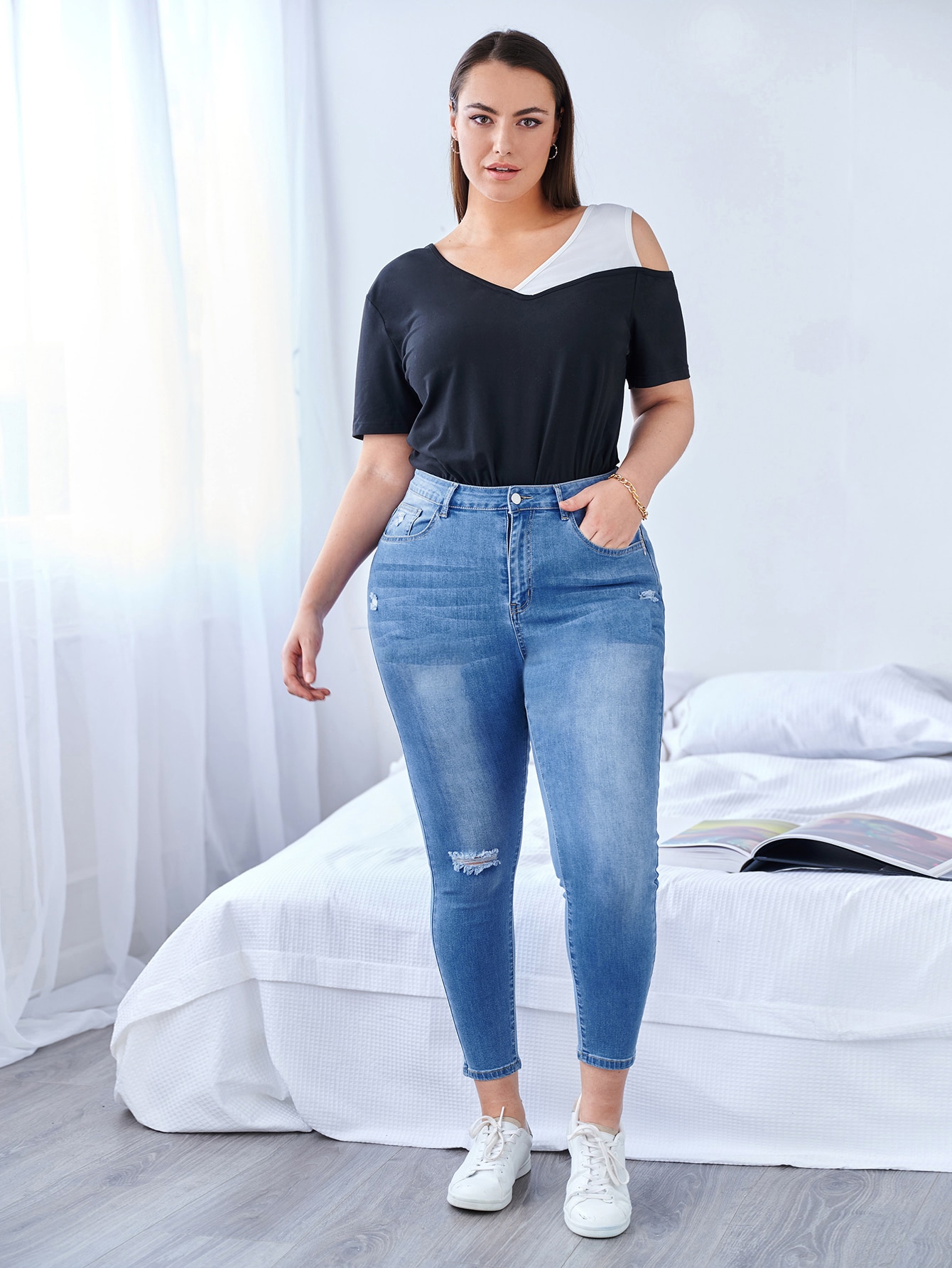 Jean Slim Rag & Bone - Taille 29 Femme - Rose Clair Effet Vieilli Et Déchiré - Coton - Occasion Très Bon état