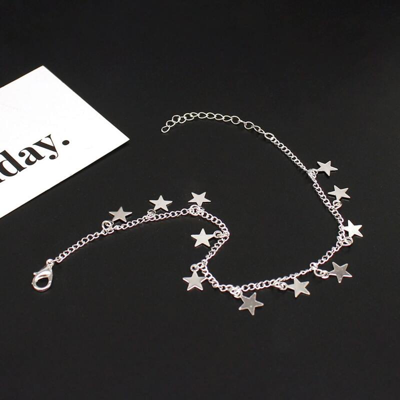 

Star Charm Chain Anklet, Silver