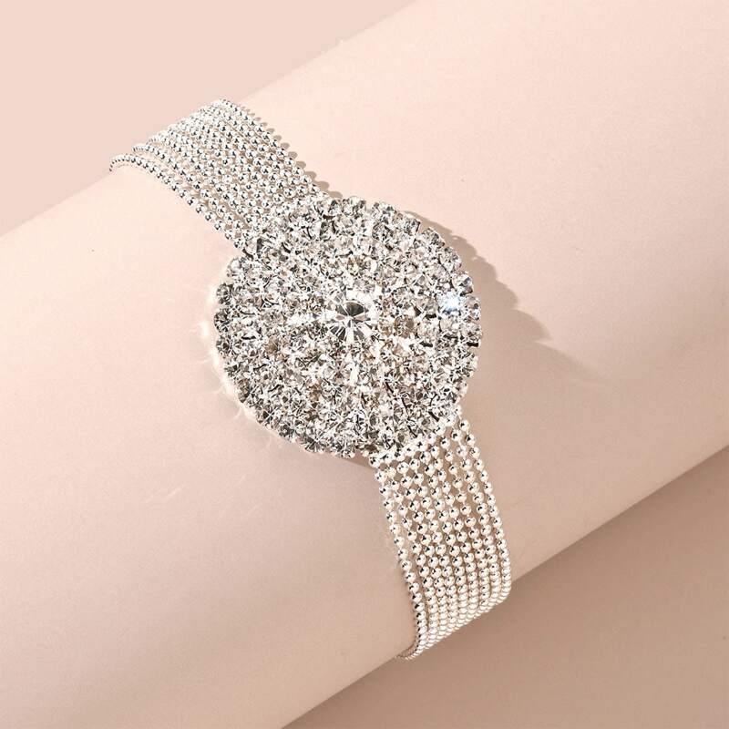 

Rhinestone Decor Bracelet, Silver