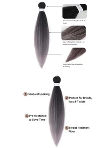 Ombre Long Straight Hairpiece - Grey - View 2