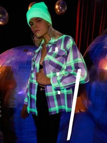 SHEIN Plaid Flap Pocket Button Front Roll Up Sleeve Shirt - Multicolor - View 7