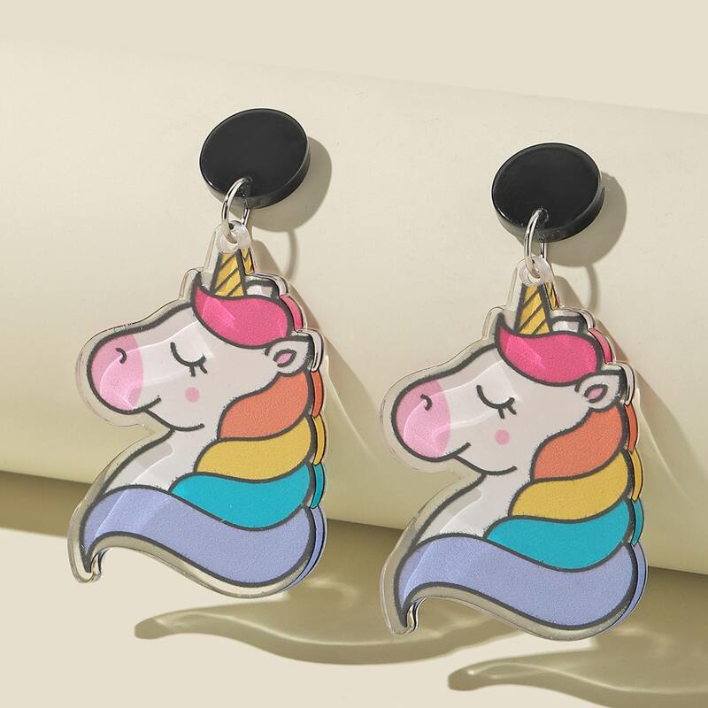 

Unicorn Pattern Earrings, Multicolor