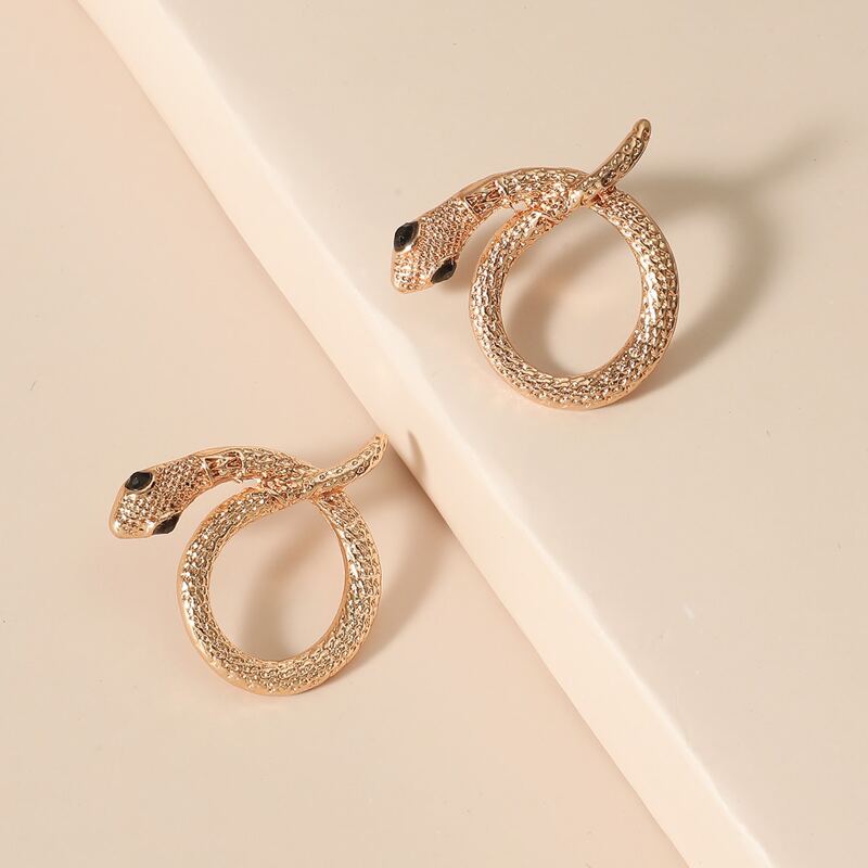 

Snake Design Stud Earrings, Gold