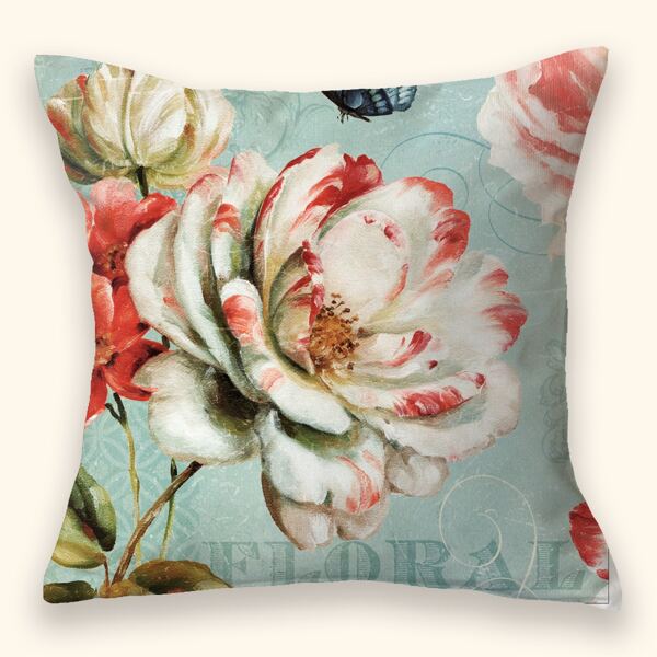 

Flower Print Cushion Cover Without Filler, Multicolor