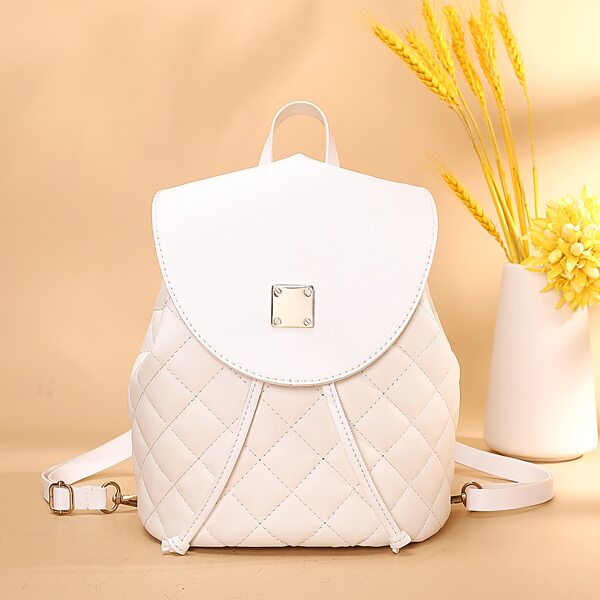 

Quilted Drawstring Flap Backpack, Beige