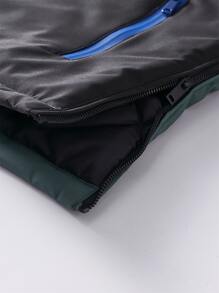 Manfinity Homme Men Colour Block Letter Embroidery Half Zipper Hooded Jacket - Multicolor - View 4