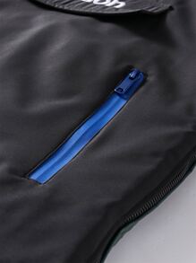 Manfinity Homme Men Colour Block Letter Embroidery Half Zipper Hooded Jacket - Multicolor - View 5