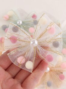 6件套女童网纱蝴蝶结发夹套装，适合日常装饰 - 彩色 - 查看 5