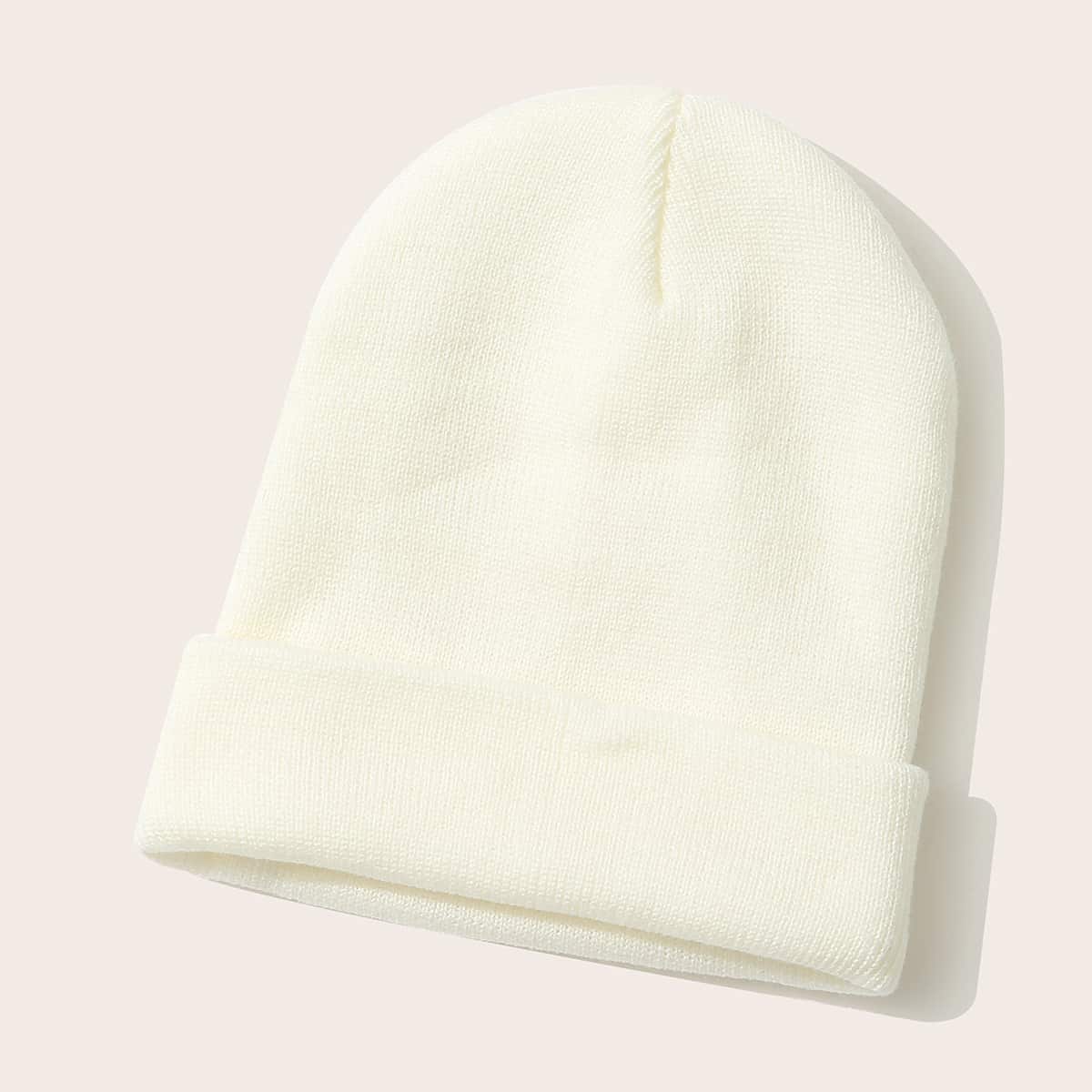 

Solid Knit Hat, White