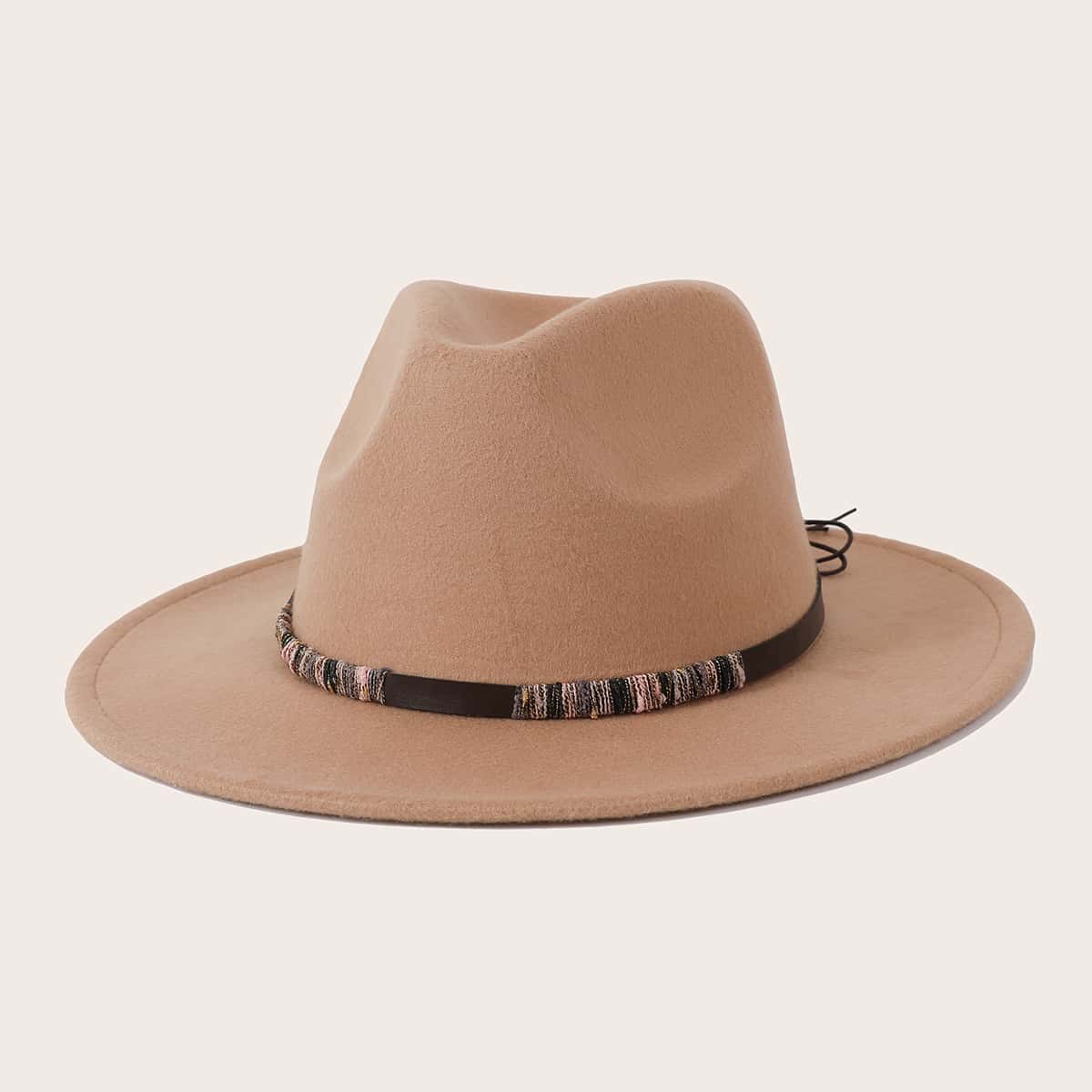 

Strap Decor Floppy Hat, Beige