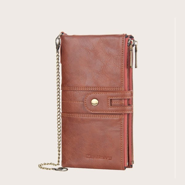 

Men Letter Embossed Long Wallet, Brown