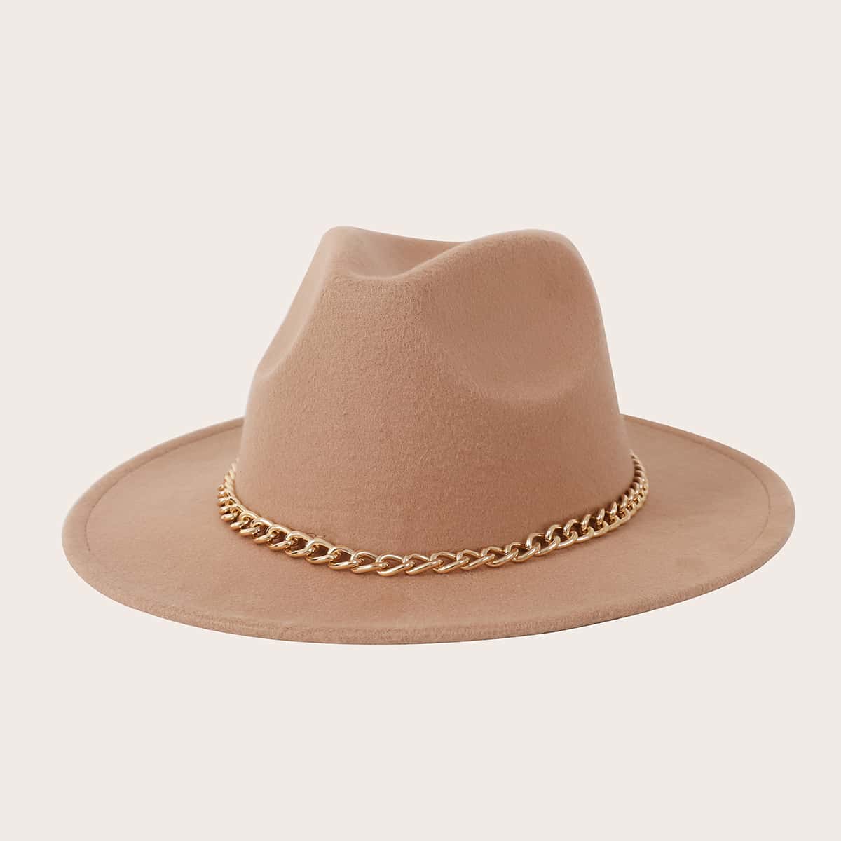 

Chain Decor Floppy Hat, Beige