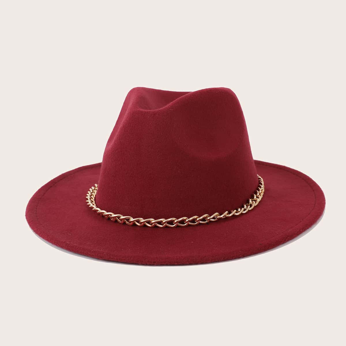 

Chain Decor Floppy Hat, Burgundy