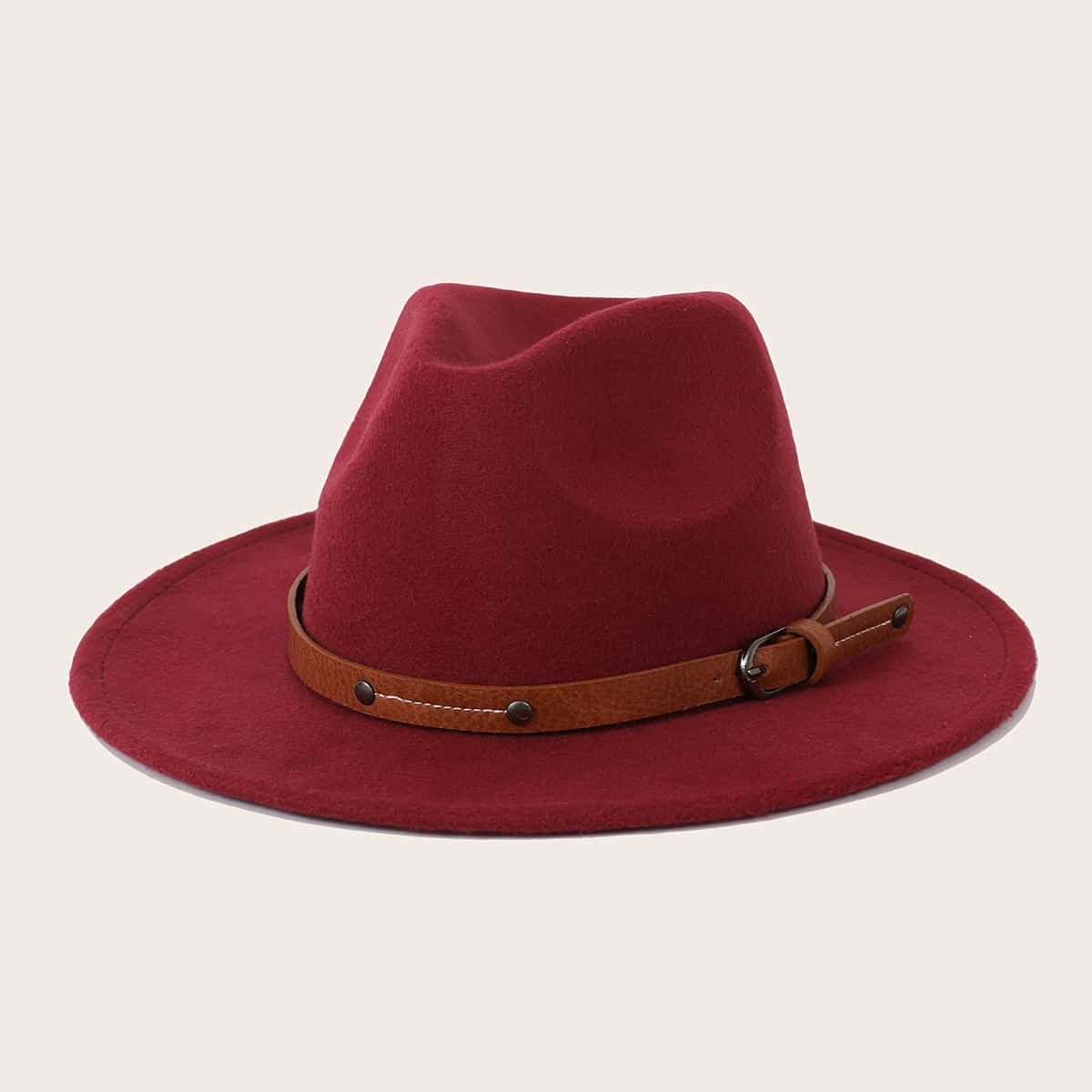 

Belt Decor Floppy Hat, Burgundy