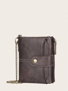 Baellerry Men Letter Graphic Small Wallet - Coffee Brown - View 5