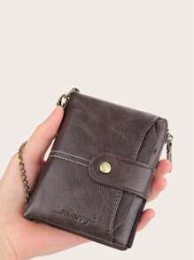 Baellerry Men Letter Graphic Small Wallet - Coffee Brown - View 6