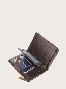 Baellerry Men Letter Graphic Small Wallet - Coffee Brown - View 2