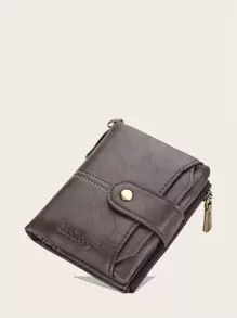 Baellerry Men Letter Graphic Small Wallet - Coffee Brown - View 1