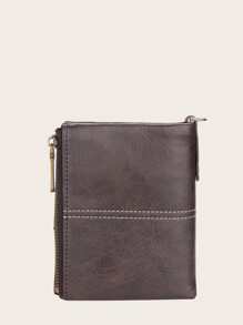 Baellerry Men Letter Graphic Small Wallet - Coffee Brown - View 4