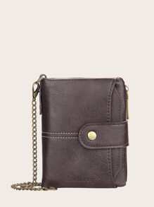 Baellerry Men Letter Graphic Small Wallet - Coffee Brown - View 7