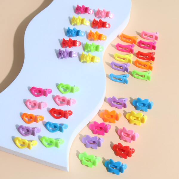 

40pcs Toddler Girls Heart Hair Clip, Multicolor