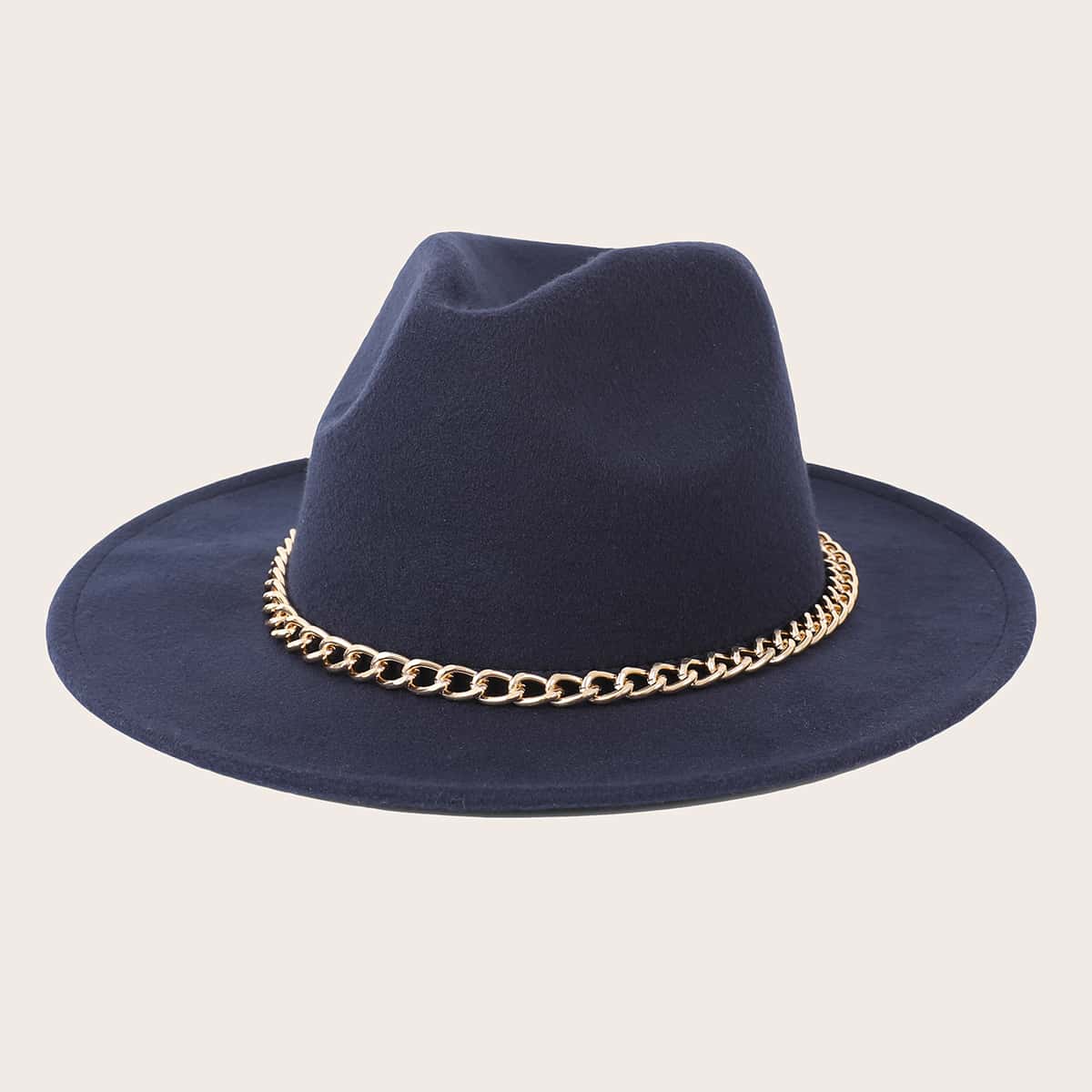 

Chain Decor Floppy Hat, Navy blue