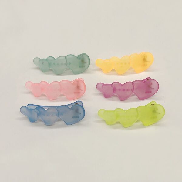 

6pcs Heart Hair Clip, Multicolor