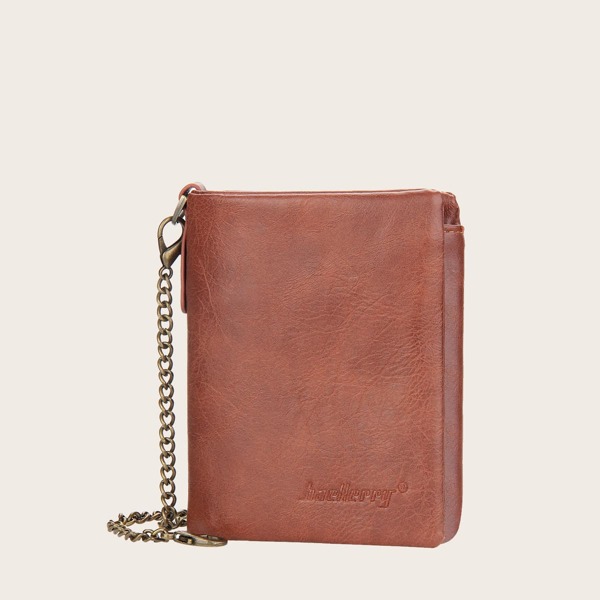 

Men Letter Embossed Fold Over Purse, Brown