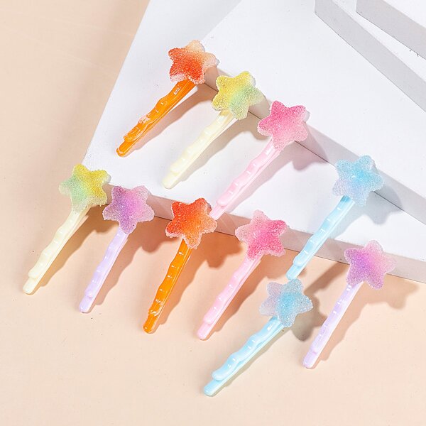 

10pcs Star Decor Hair Clip, Multicolor