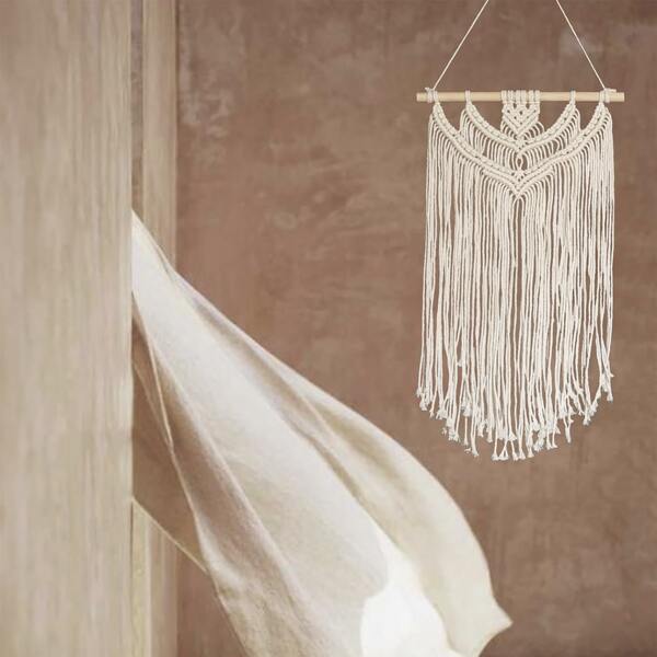 

1pc Woven Tassel Wall Hanging, Beige