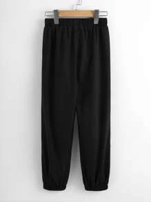 女孩蝴蝶圖案衛褲 - 黑色 - 查看 2