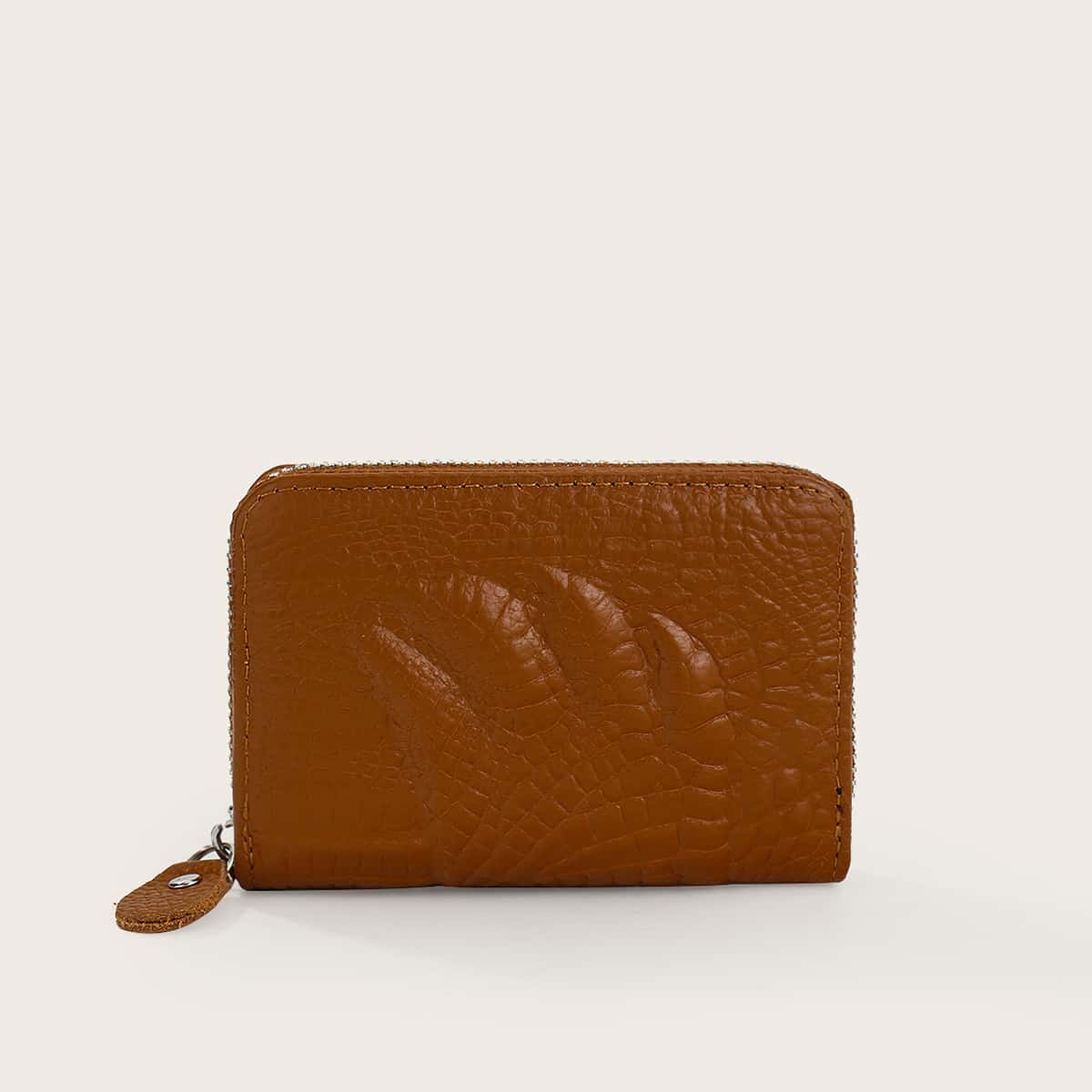 

Croc Embossed Purse, Brown