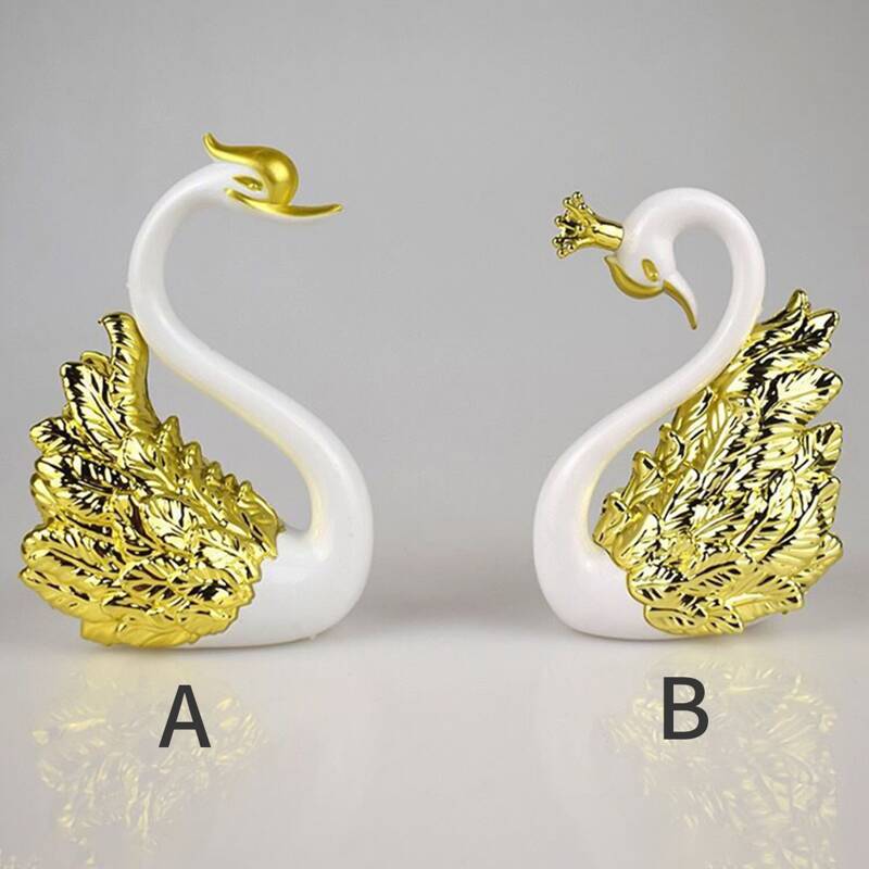 

1pc Swan Shaped Art Decoration, Gold