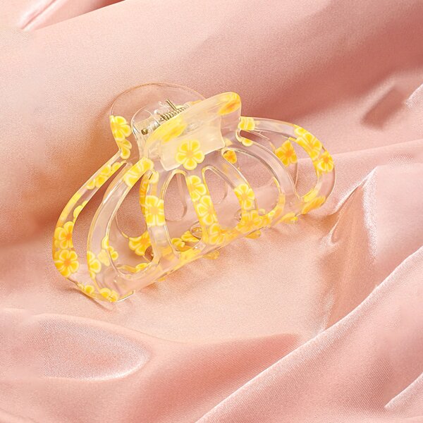 

Floral Print Hair Claw, Yellow