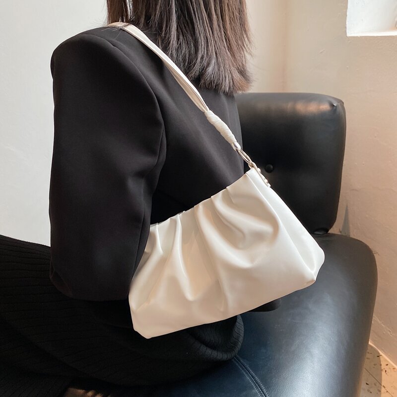 

Ruched Design Shoulder Bag, White