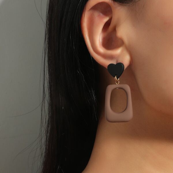 

Acrylic Geometric Drop Earrings, Coffee brown