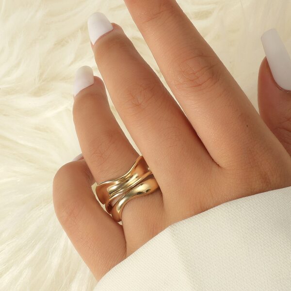 

Alloy Cuff Ring, Gold