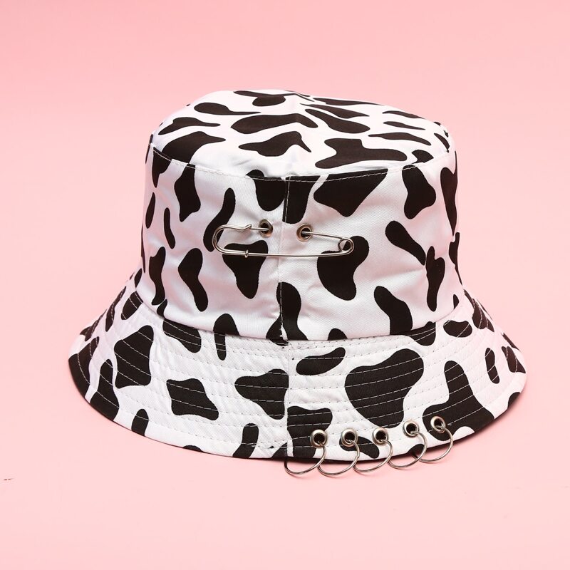 

Cow Pattern Bucket Hat, Black and white