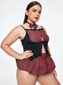 4pack Plus Tartan School Girl Costume Set - Multicolor - View 3