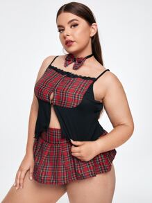 4pack Plus Tartan School Girl Costume Set - Multicolor - View 4