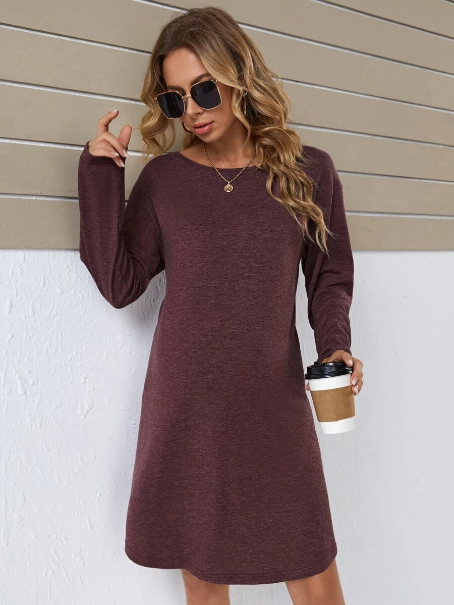 SHEIN Váy Bà bầu màu trơn Giải trí - Màu Tím - Xem 1